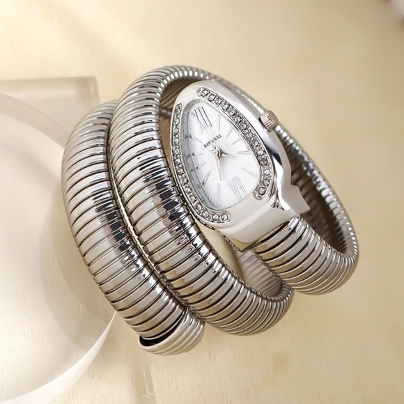 Anthropologie Accessories - ✨ Serpenti Wrap Bracelet Watch – Silver Tone / White Dial ✨